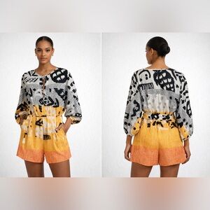 Diane von Furstenberg Abstract Print Silk Romper | Size M